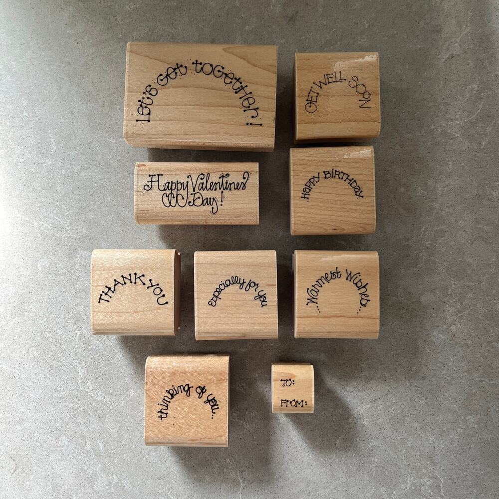 Vintage Lot of 9 D.O.T.S. Messages Mounted Rubber Stamp Scrapbooking Crafting